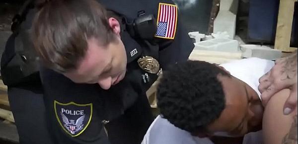  Arrested black cocked thug fucking two kinky cops in uniform for a freedom